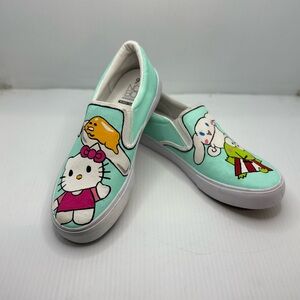 Custom Hand Painted Hello Kitty & Friends Slip On Shoes Womens Size 9